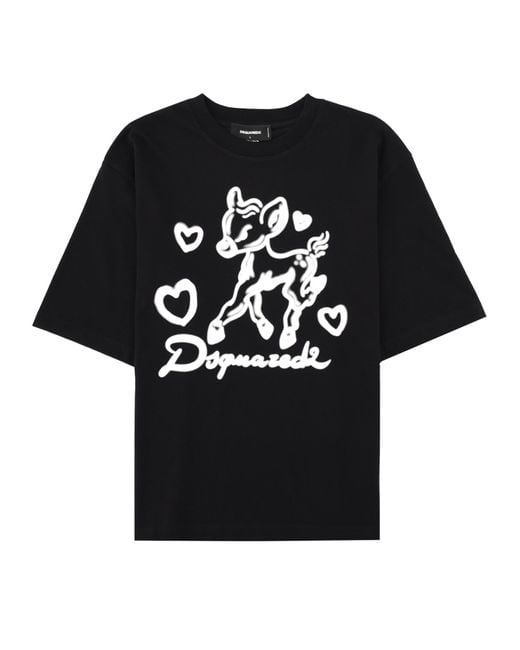 DSquared² Black T-Shirt Con Stampa E Logo for men