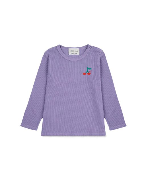 Bobo Choses Purple Baby Cherry Long Sleeve Tight T-Shirt