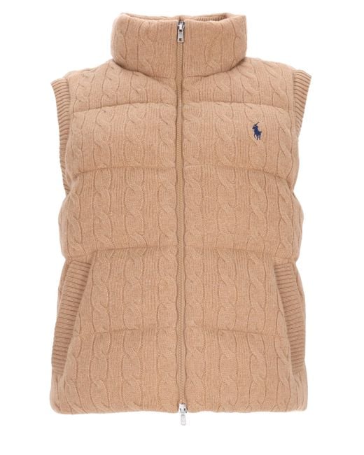 Polo Ralph Lauren Natural Cable-Knit Puffer Vest