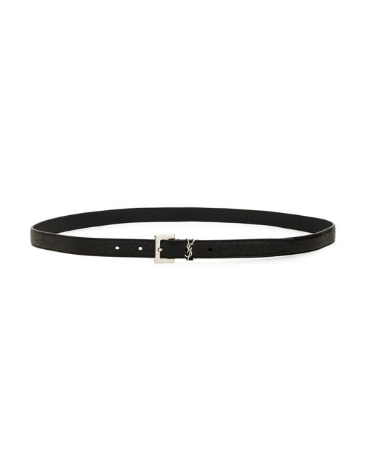 Saint Laurent Black Logo Plaque Buckled Belt for men