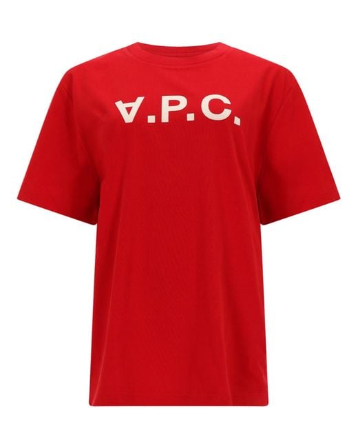 A.P.C. Red Logo Crew Neck T-Shirt