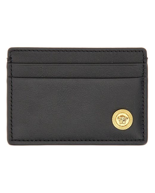 Versace Black Medusa Biggie Leather Card Holder for men