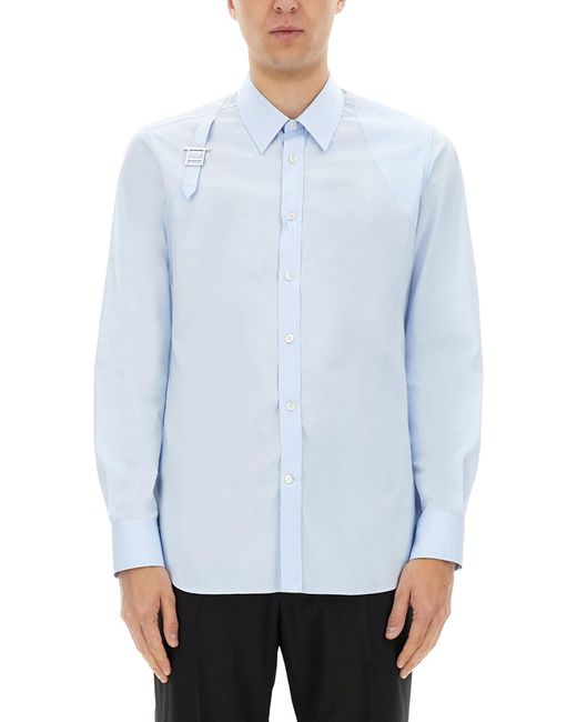 McQueen Cotton Shirts in Blue for Men | Lyst