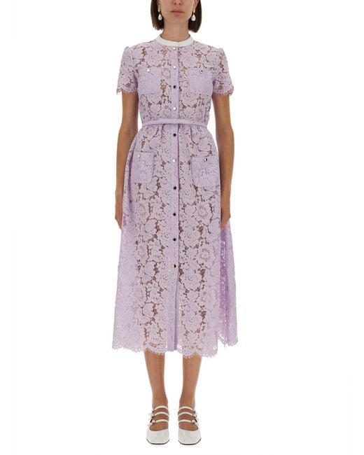 Self-Portrait Purple Lace Midi Dress