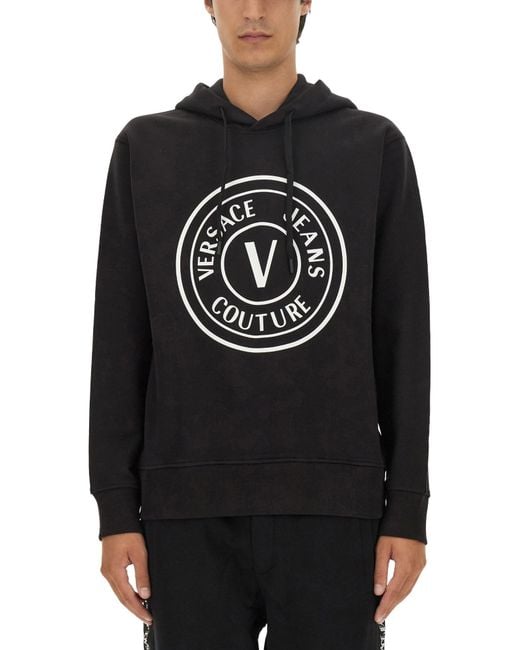 Versace Jeans Couture Black Sweatshirt With Logo for men