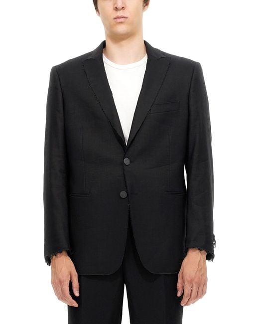 Tonello Black Single-breasted Jacket With Raw-cut Profiles for men