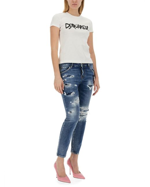 T-shirt casual in cotone per uomo di DSquared² in White