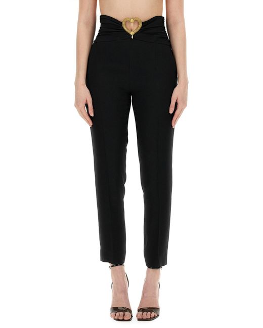 Moschino Black Pants With Heart Application