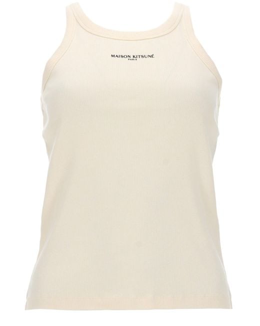 Maison Kitsuné Natural Tank Top Con Logo
