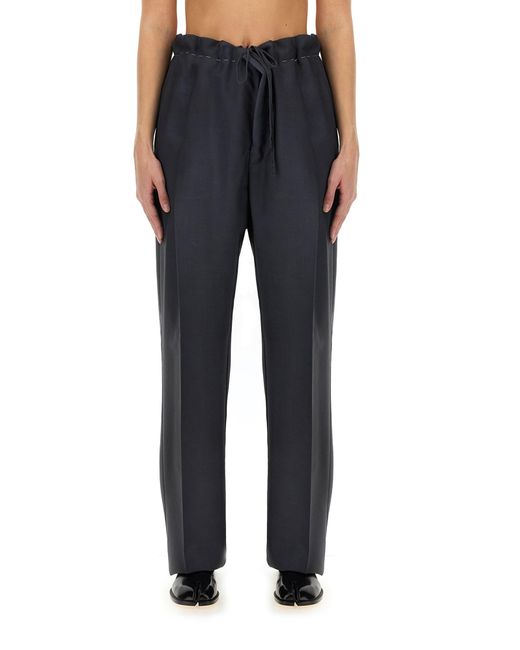 Maison Margiela Blue Oversized Wool And Mohair Pants