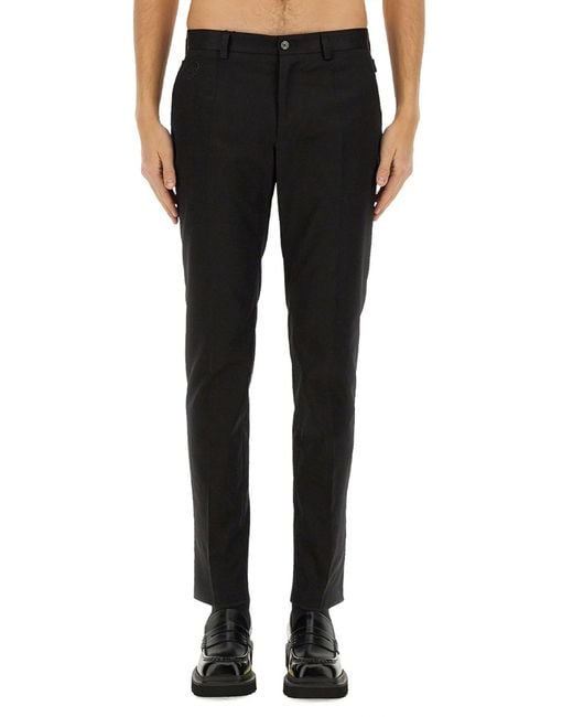 Dolce & Gabbana Black Cotton Tailored Pants for men