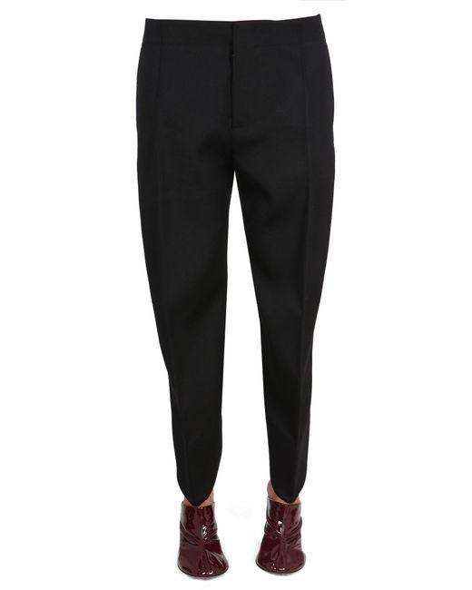 Bottega Veneta Black Compact Wool Pants With Curved Legs
