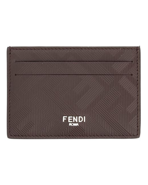 Fendi Brown Leather Card Holder for men