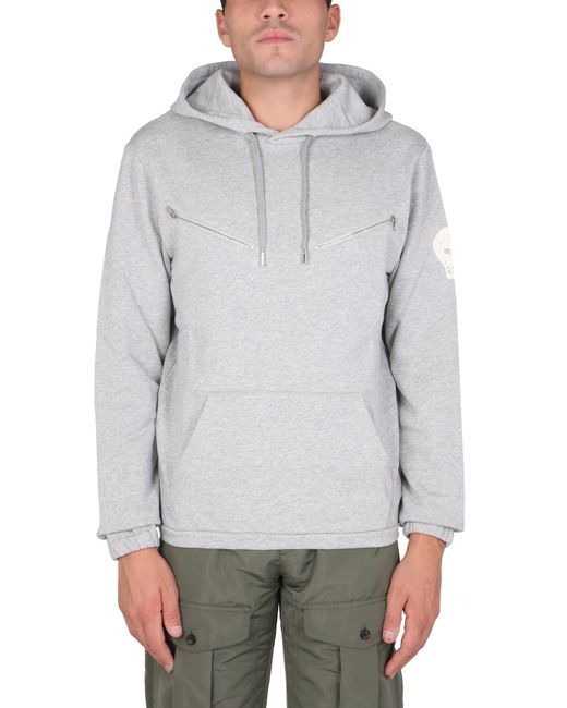 McQueen Gray Sweatshirt With Embroidered Skull for men