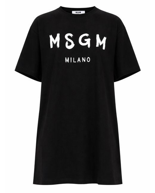 MSGM Black Dress With Brush Logo