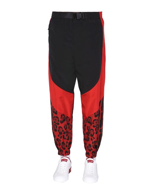 Dolce & Gabbana Red Dolce & Gabbana Jogging Pants With Animal Print for men
