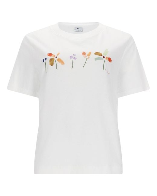Paul Smith White Printed Crew Neck T-Shirt