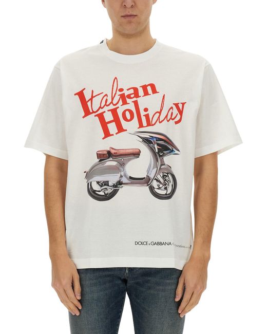 Dolce & Gabbana Gray T-Shirt With "Wasp" Print for men