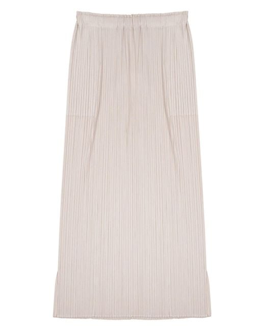 Pleats Please Issey Miyake White Pleated Polyester Skirt For