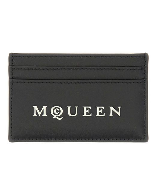 McQueen Black Card Holder With Logo for men