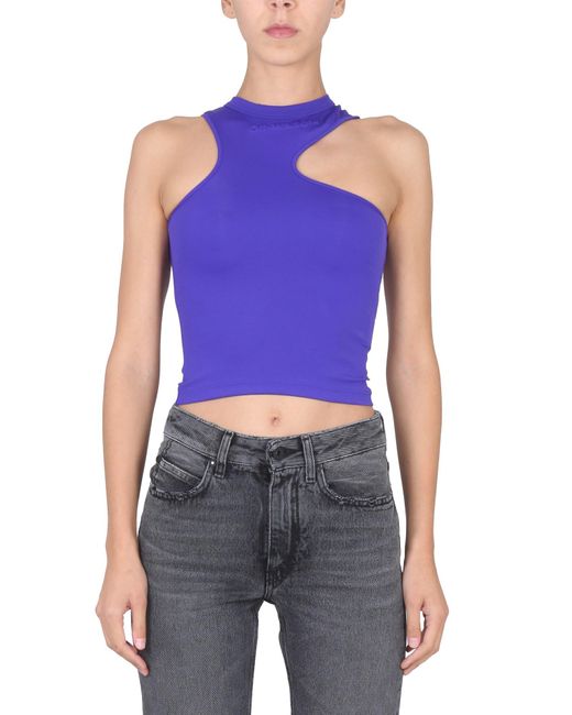 Off-White c/o Virgil Abloh Blue Asymmetric Fitted Top