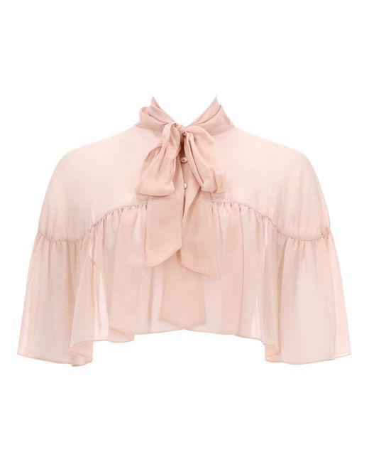 Max Mara Pink Silk Cape With Bow