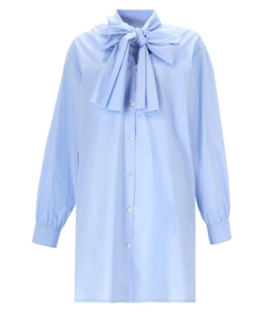 Moschino Blue Light Shirt Ribbon Gown Dress