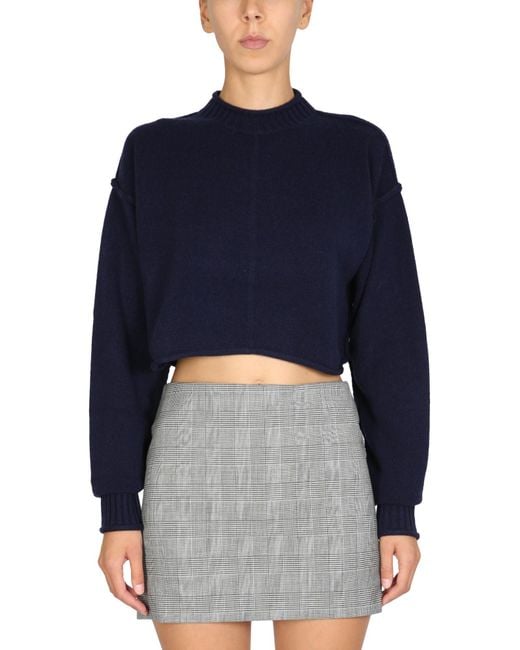 Max Mara Blue Wool And Cashmere Crew Neck Sweater