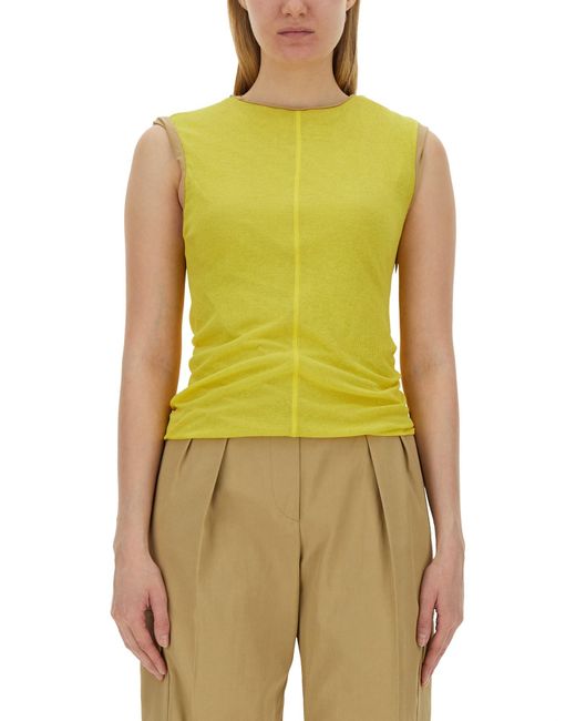 Sportmax Green Solid Round Neck Top