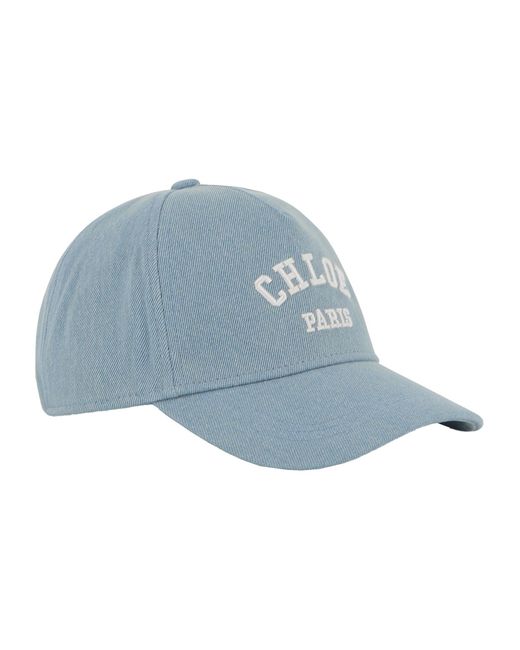 Chloé Blue Cappello Con Visiera Con Logo