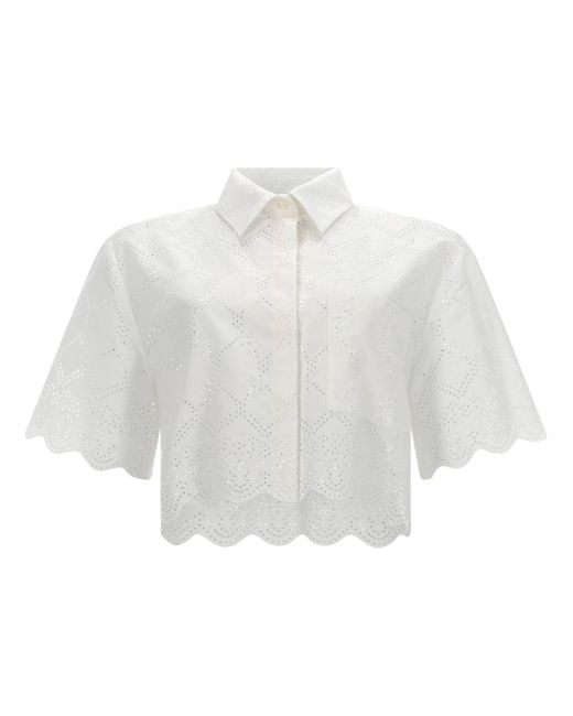 MSGM White Regular Embroidered Shirt