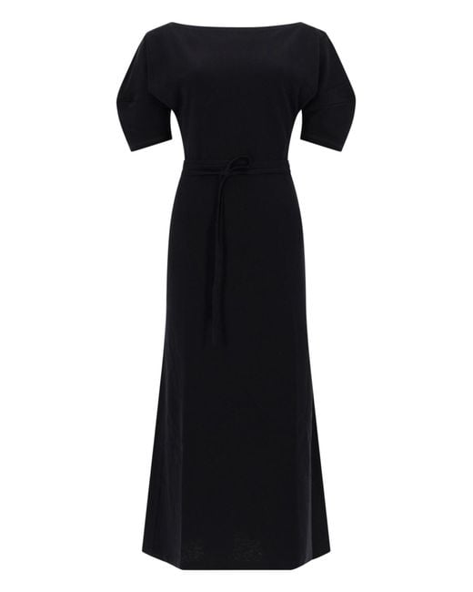 Lemaire Black Boat Neck Midi Dress