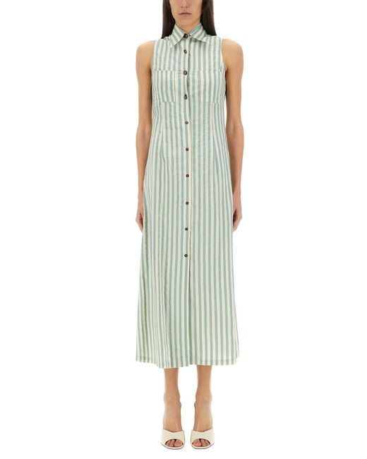 Alysi Green "Colorful Stripes" Chemisier Dress
