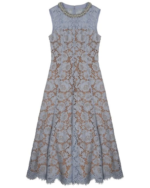 Self-Portrait Gray Lace Midi Dress