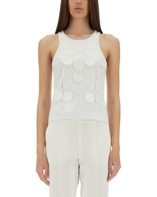 MSGM White Ribbed Cotton Top