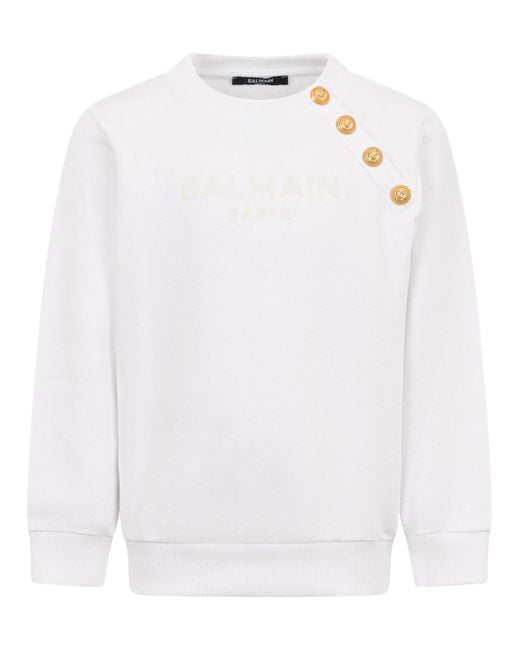 Balmain White Jersey With Logo