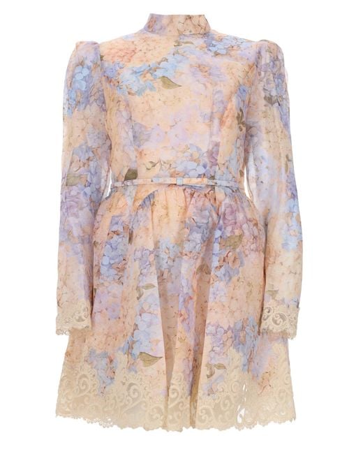 Zimmermann Pink Mini Abito Con Inserti Valiant