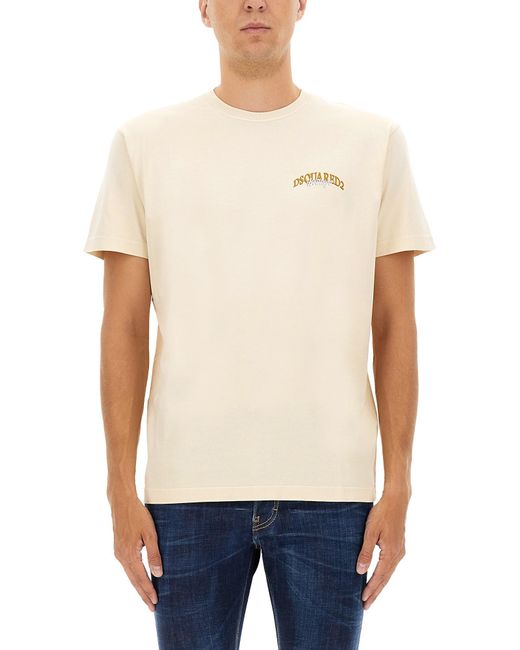 DSquared² Natural Dsquared T-Shirt With Logo for men