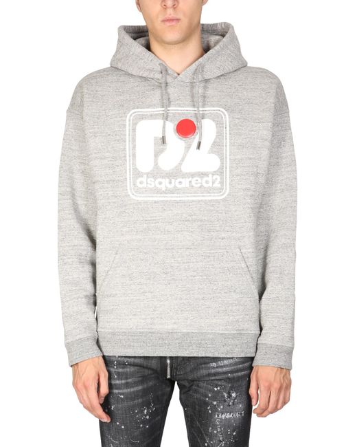 DSquared² Gray Camo Patch Herca Anorak Sweatshirt for men