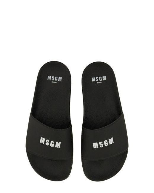 Sandalo Slide Con Logo di MSGM in Black