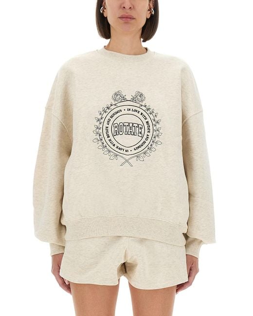 ROTATE BIRGER CHRISTENSEN White Relaxed-Fit Sweatshirt With Graphic Logo