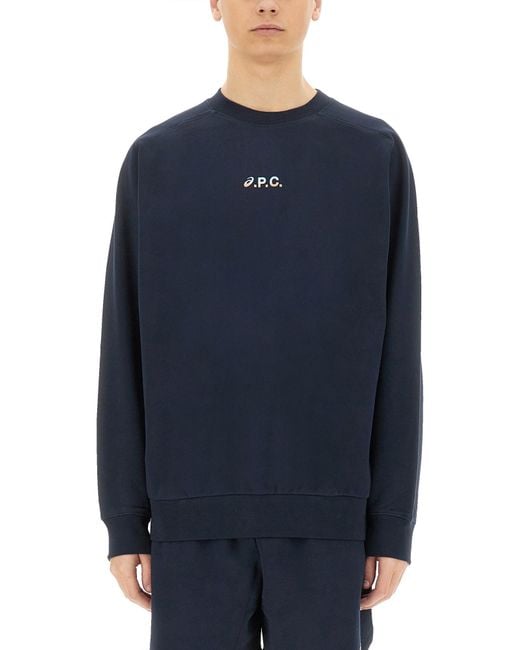 a.p.c. x asics Blue A. P.C. X Asics "Lake" Sweatshirt for men