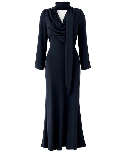 ROTATE BIRGER CHRISTENSEN Blue Long Draped Dress