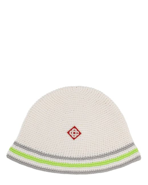 Casablanca White Knit Hat With Logo for men