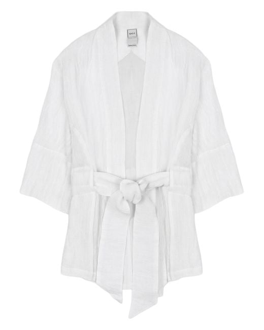 120% Lino White Giacca Kimono