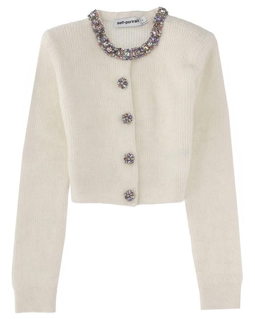 Self-Portrait Natural Cardigan With "Diamanté" Detail