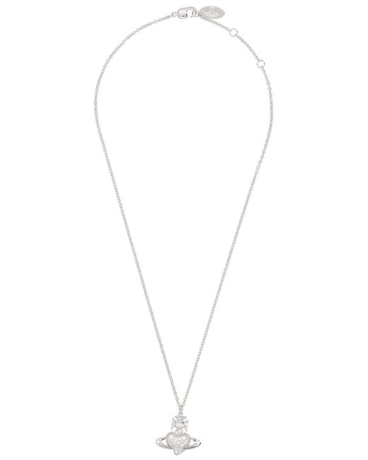 Vivienne Westwood White Elegantly Crafted Brass Necklace With Distinctive Design