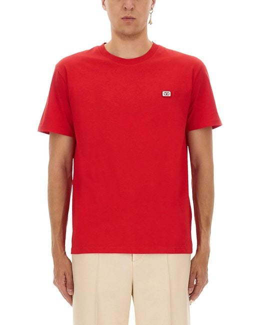 Valentino Red T-Shirt With Signature Vlogo for men