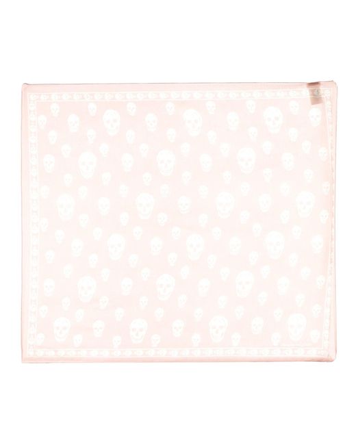 McQueen Pink Classic Skull Scarf for men