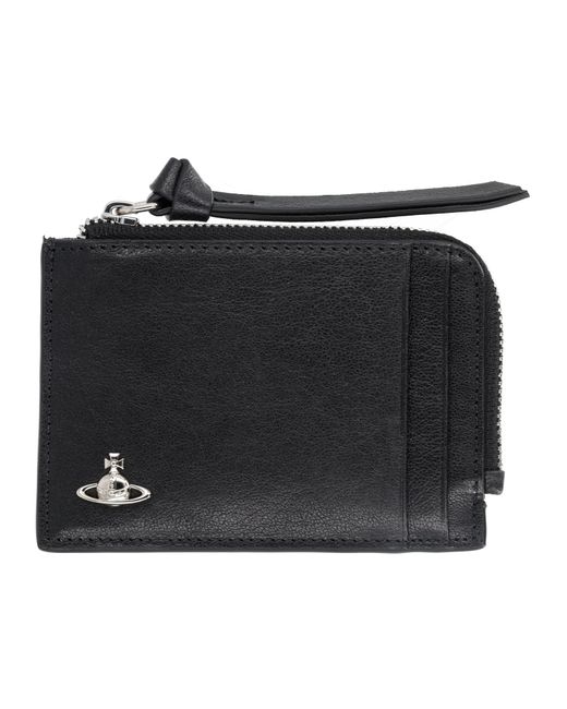 Vivienne Westwood Black Porta Carte Con Zip